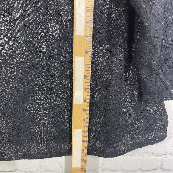 Laura Ashley  Tunic Womens Plus 2X Black Stretch V Nech Gothic Boho Abstract Top - Picture 5 of 8